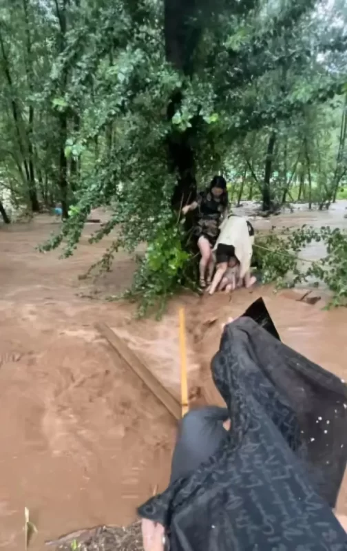 河北省遭遇强降雨，导致一处露营地多人被困。一名幸存者透露，洪水一度涨至颈部，他和另外6人紧紧抱住一棵树，在水中坚守了长达5个小时。-哈撒资源分享网